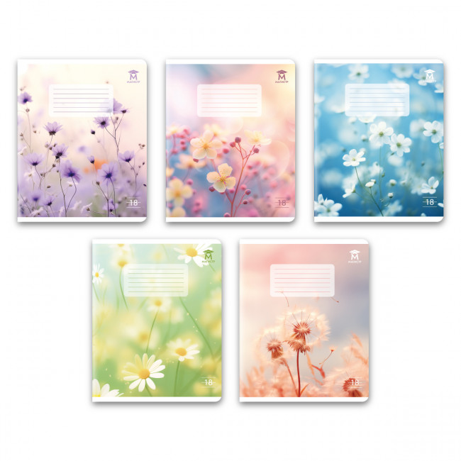 Тетрадь 18 линия Магистр "Весеннее настроение", белизна 100% (5 дизайнов ассорти) (25/150)