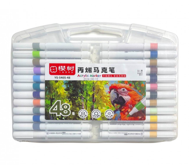 Набор акриловых маркеров Acrilie Marker, 48 цв., в пластиквом пенале, Inshu/YS5405-48 (6/24)