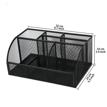 Подставка для канц.пренадлежностей, 7 отд., металлическая, черная WENZER OFFiCE /8093