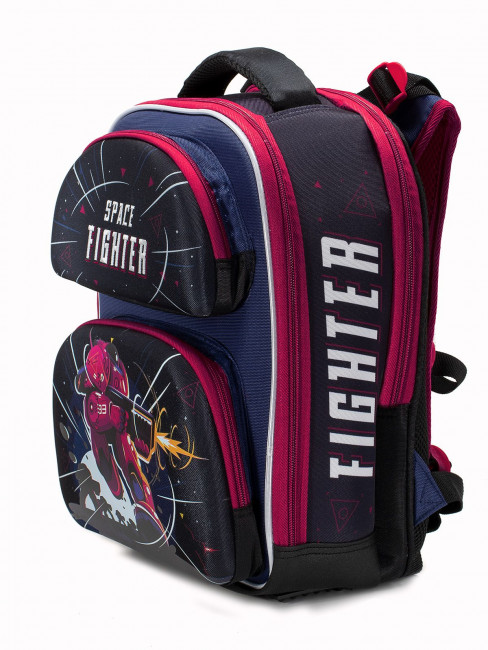 Рюкзак Schoolformat ERGONOMIC 2Е Space fighter 17 л черн. 38х29х18 жестк. каркас 2 отд. молния д/мальчиков