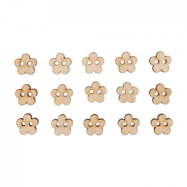Заготовка для декорирования - набор пуговиц "Цветочки" (0,95x 1см), фанера 16штук, Mr. Carving