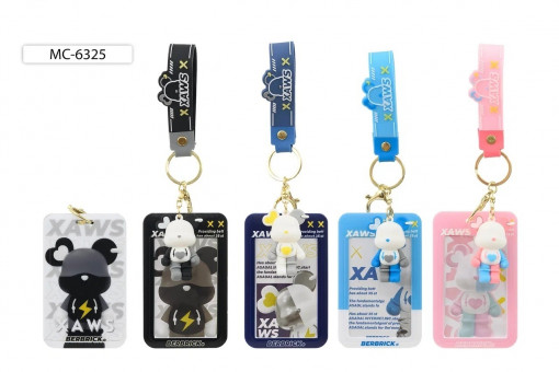 Бейджи 11*6,8см для пропусков, проездных+брелок: вертикальный, кожзам, силиконовый держатель, Basir/МС-6325 (12)