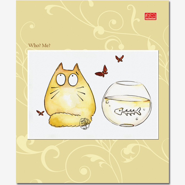 Тетрадь 48 клетка "Прикольные коты" скрепка, Полином (40)