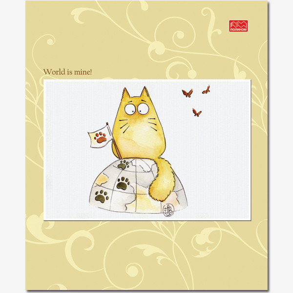 Тетрадь 48 клетка "Прикольные коты" скрепка, Полином (40)
