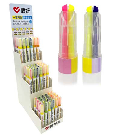 Маркер выделитель "Dual color" 1-3мм, скошенные, два наконечника, ассорти 5 цветов, CM-94 AIHAO HM546 (5/72/864)