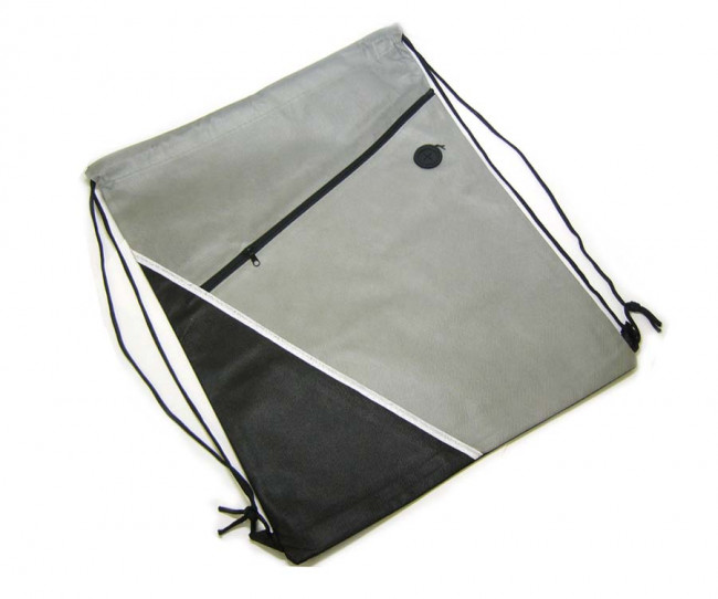 Мешок для обуви серый/черный, с карманом на молнии (нетканное полотно) дышащий (BU-46) (12)