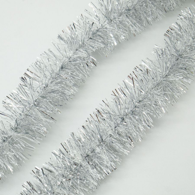 Мишура d 5см 1,8м, серебро + снег, Микрос/кд51805ссн