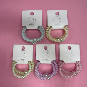 Набор резинок для волос, 2 шт, спираль пастель, Магистр/MAGb-HBсп-05