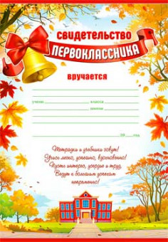 Свидетельство Первоклассника, 0-807 (20)