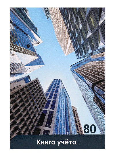 Книга учёта  80л. НЕБОСКРЕБЫ И НЕБО, клетка (80-5640) переплёт 7БЦ, глянц.лам., блок-офсет, 200х298 (14)