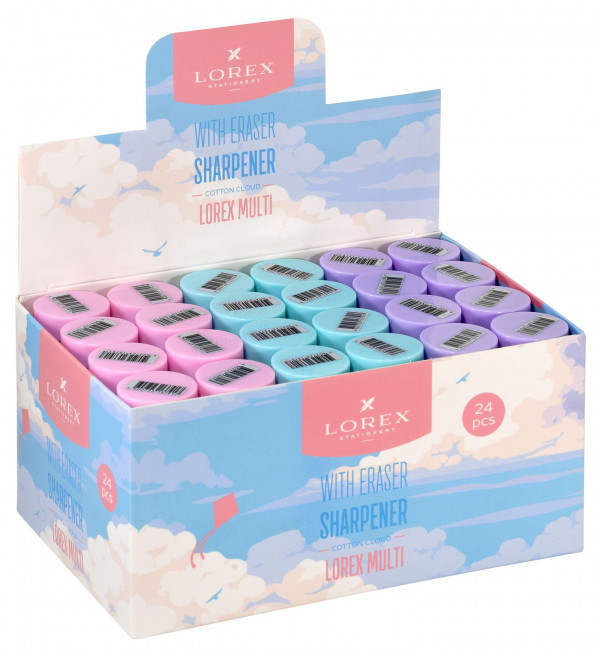 Точилка-тубус MULTI COTTON CLOUD с ластиком, LOREX (24)