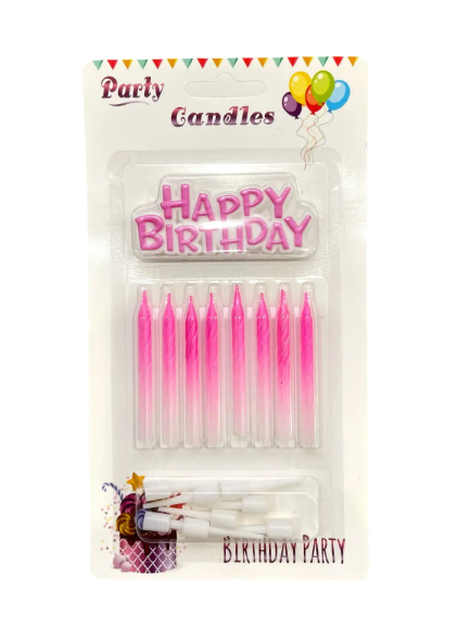 Свечи для торта 8 шт "Градиент" с подставкой, Магистр/MAG-X-26/221351 (24)