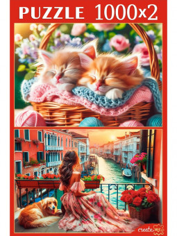 Пазлы 2 в 1 на 1000+1000 элементов "Интересные пазлы", Рыжий Кот/П1000-8817