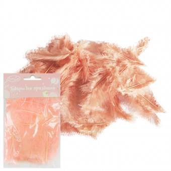Перья цветные 10-12см, розовое золото, 30шт, Микрос (10)