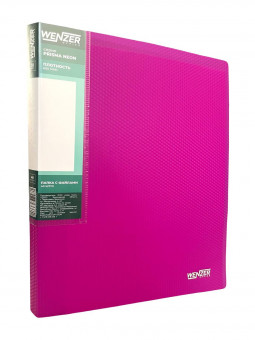 Папка с 40 вкладышами А4, WENZER OFFiCE PRISMA NEON 600 мкм, 20 мм, эффект 3D, пурпурный, 28082024