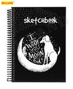 Скетчбук "Собака на луне" (А5, 64л, 100г, 7БЦ, спираль слева) С64-4496
