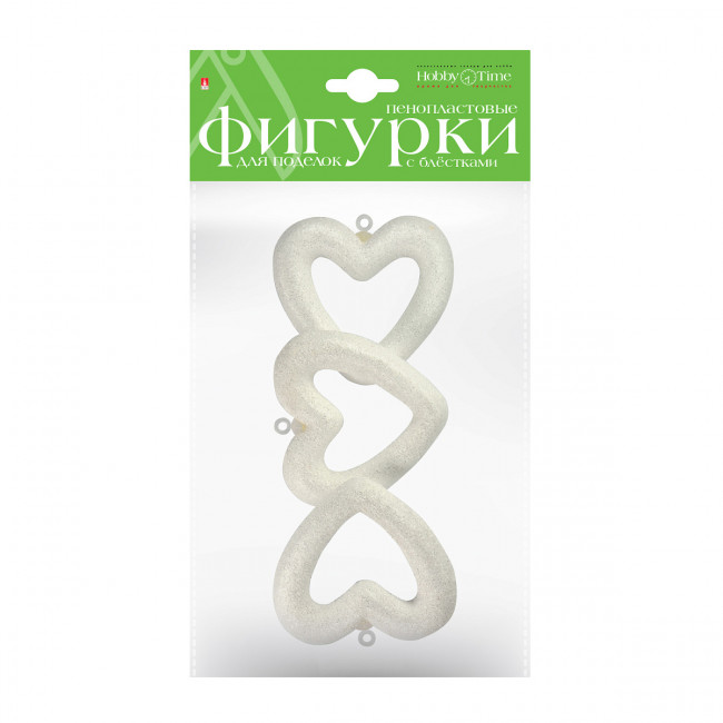 Пенопластовые фигурки 75мм "Сердца с глитером", 4шт, BV/2-803/02