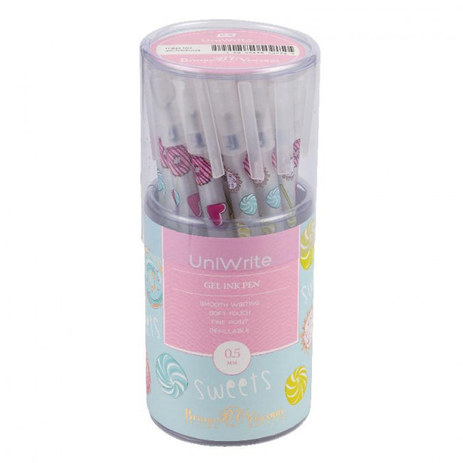 Ручка гелевая 0.5мм синяя "UniWrite. Сладкое настроение", BV/20-0305/04 (24)