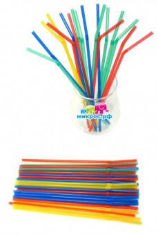 Трубочка для коктейля пластиковая, d=5мм, 24см, цвет ассорти, Микрос/Ч05147 (10)